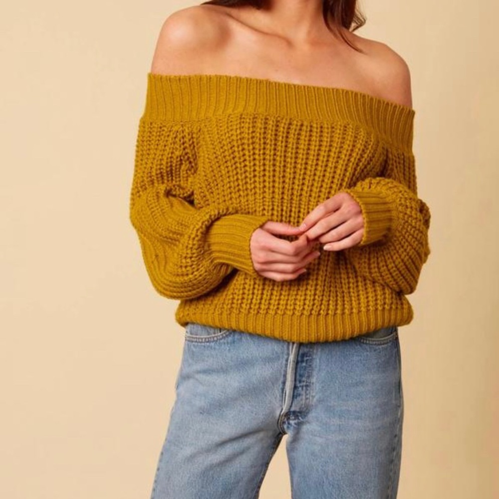 Burnt Orange Off The Shoulder Sweater